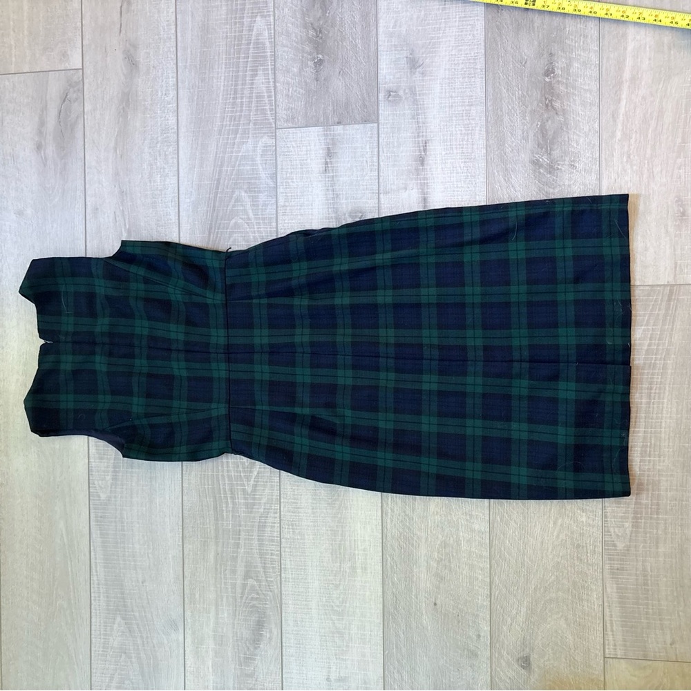 J. Crew Navy and Green Plaid Wool Blend Midi Dress - Picture 10 of 10
